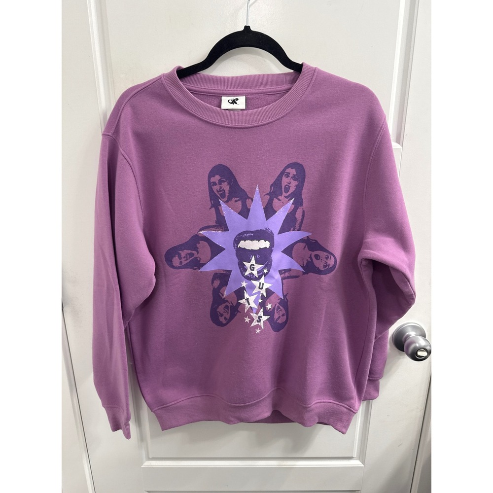Olivia Rodrigo GUTS World Tour Purple Graphic Crewneck Sweatshirt XS Womens